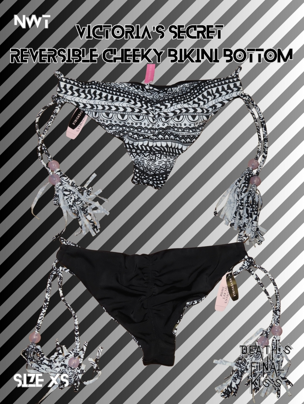 Victoria's Secret Very Sexy Reversible Ruched Cheeky Skimpy String Bikini Bottom